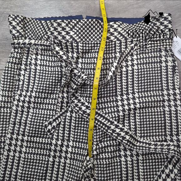 Adriano Goldschmied Houndstooth Print Lettuce Edhge Belted Pants Size 27 (4) - Picture 4 of 6